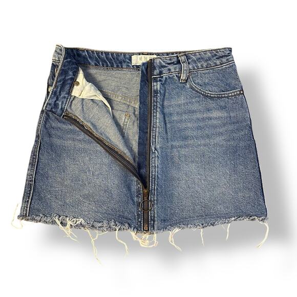 Free People Zipper‎ Front Denim Mini Skirt Womens Size 24 Blue Festival - Picture 4 of 7